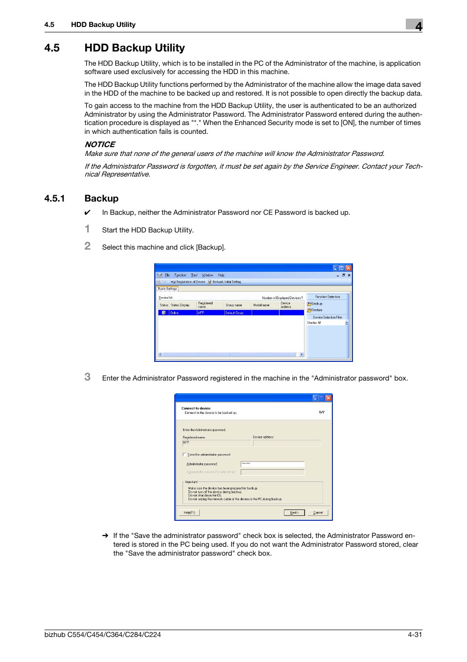 5 hdd backup utility, 1 backup, Hdd backup utility -31 | Backup -31 | Konica Minolta bizhub C364 User Manual | Page 189 / 195