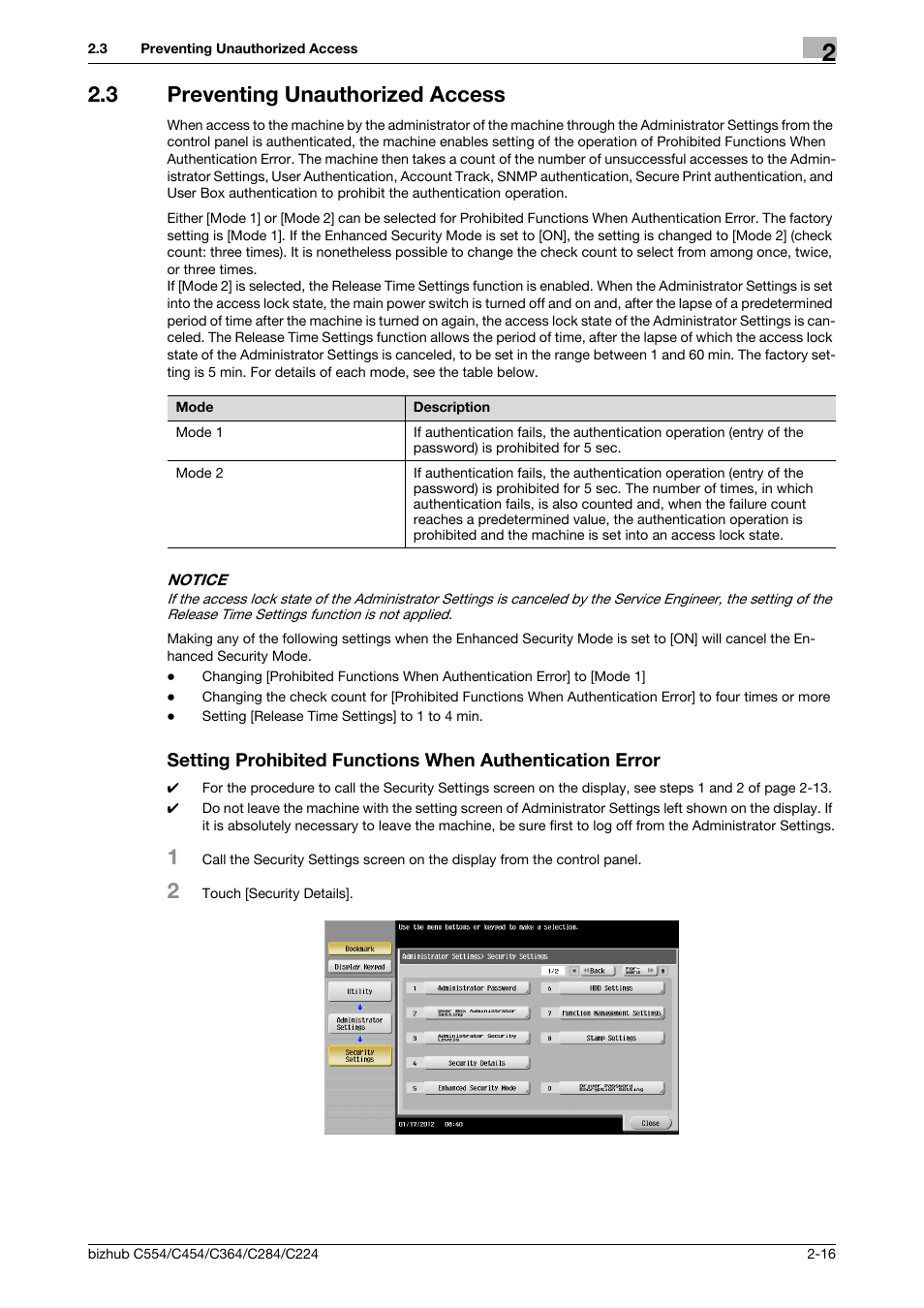 3 preventing unauthorized access | Konica Minolta bizhub C364 User Manual | Page 32 / 195