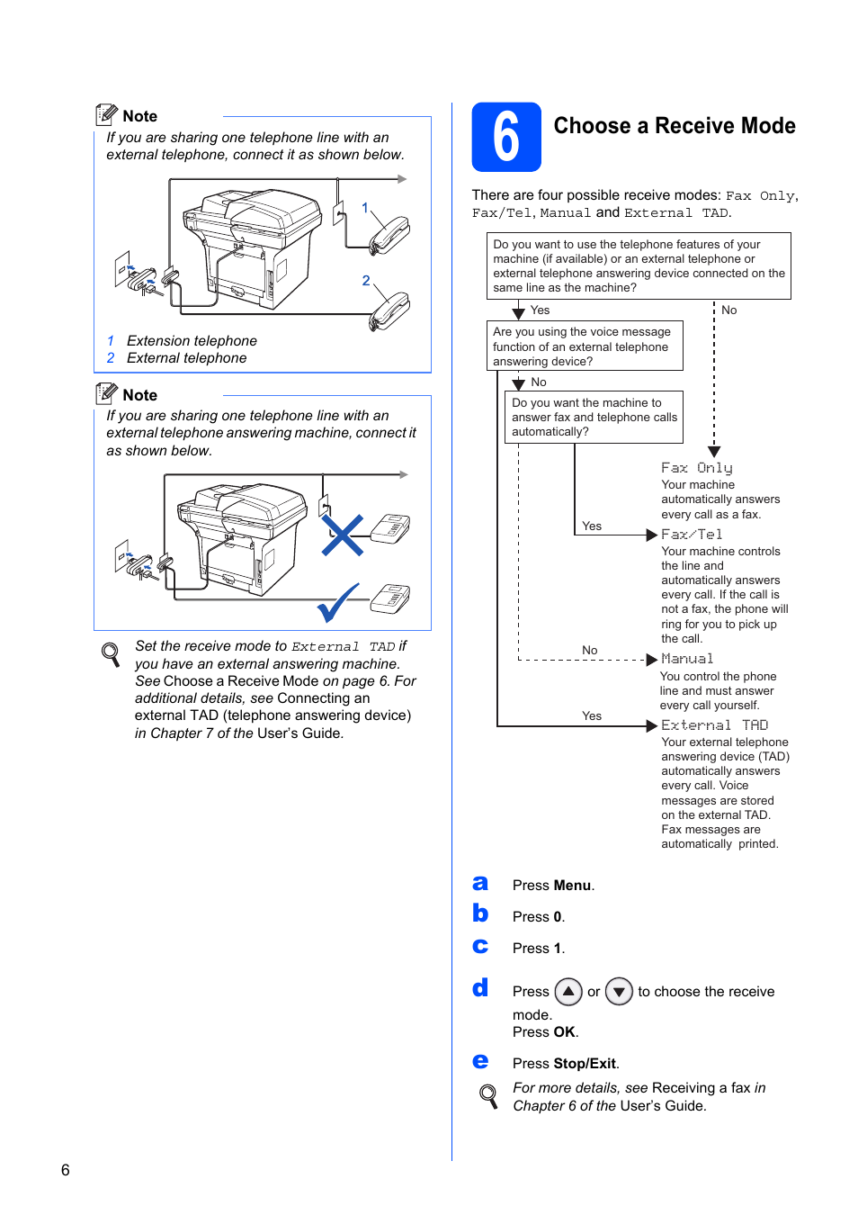 6 choose a receive mode, Choose a receive mode | Konica Minolta bizhub 20 User Manual | Page 6 / 31