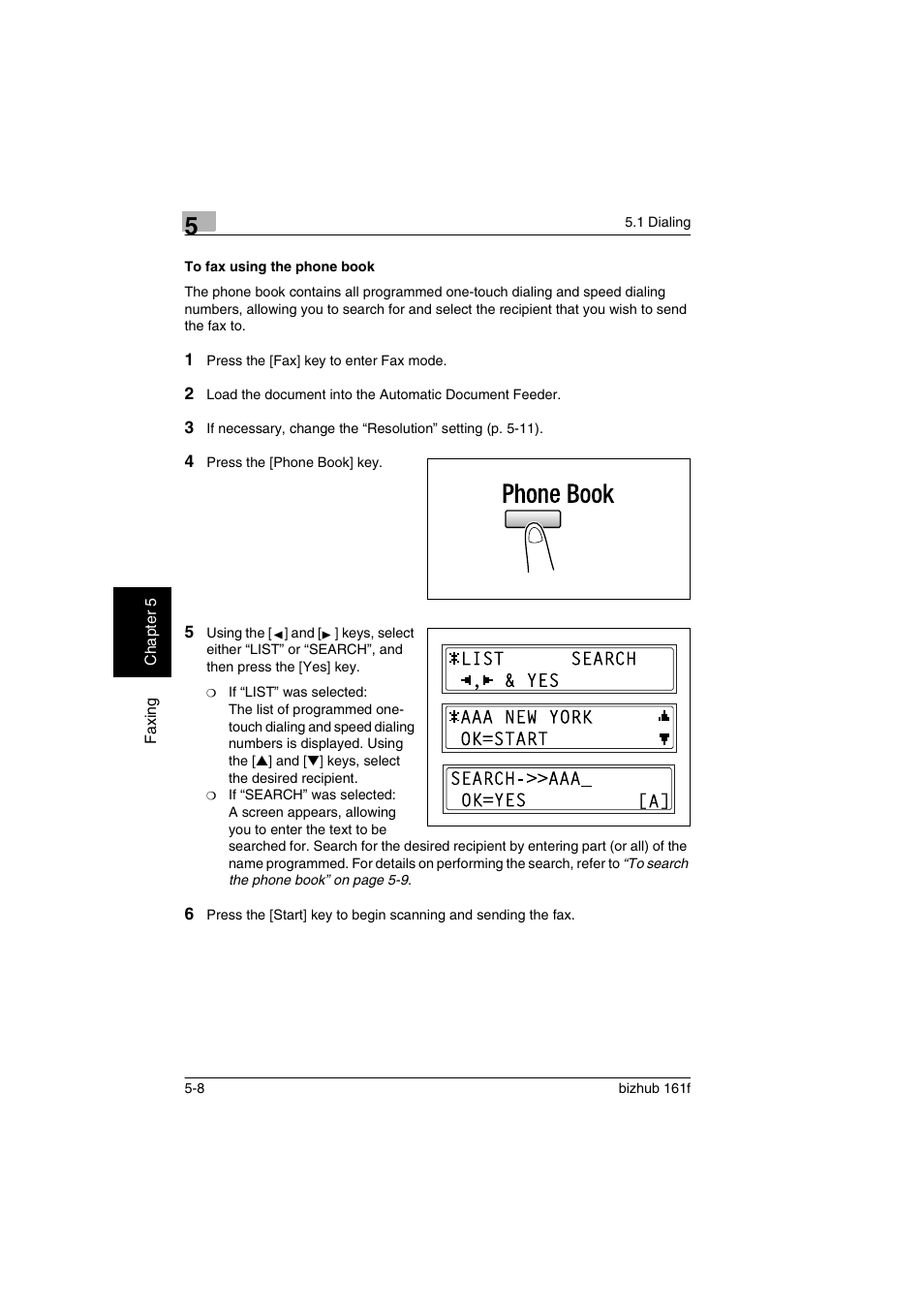 To fax using the phone book, To fax using the phone book -8 | Konica Minolta bizhub 161f User Manual | Page 111 / 284