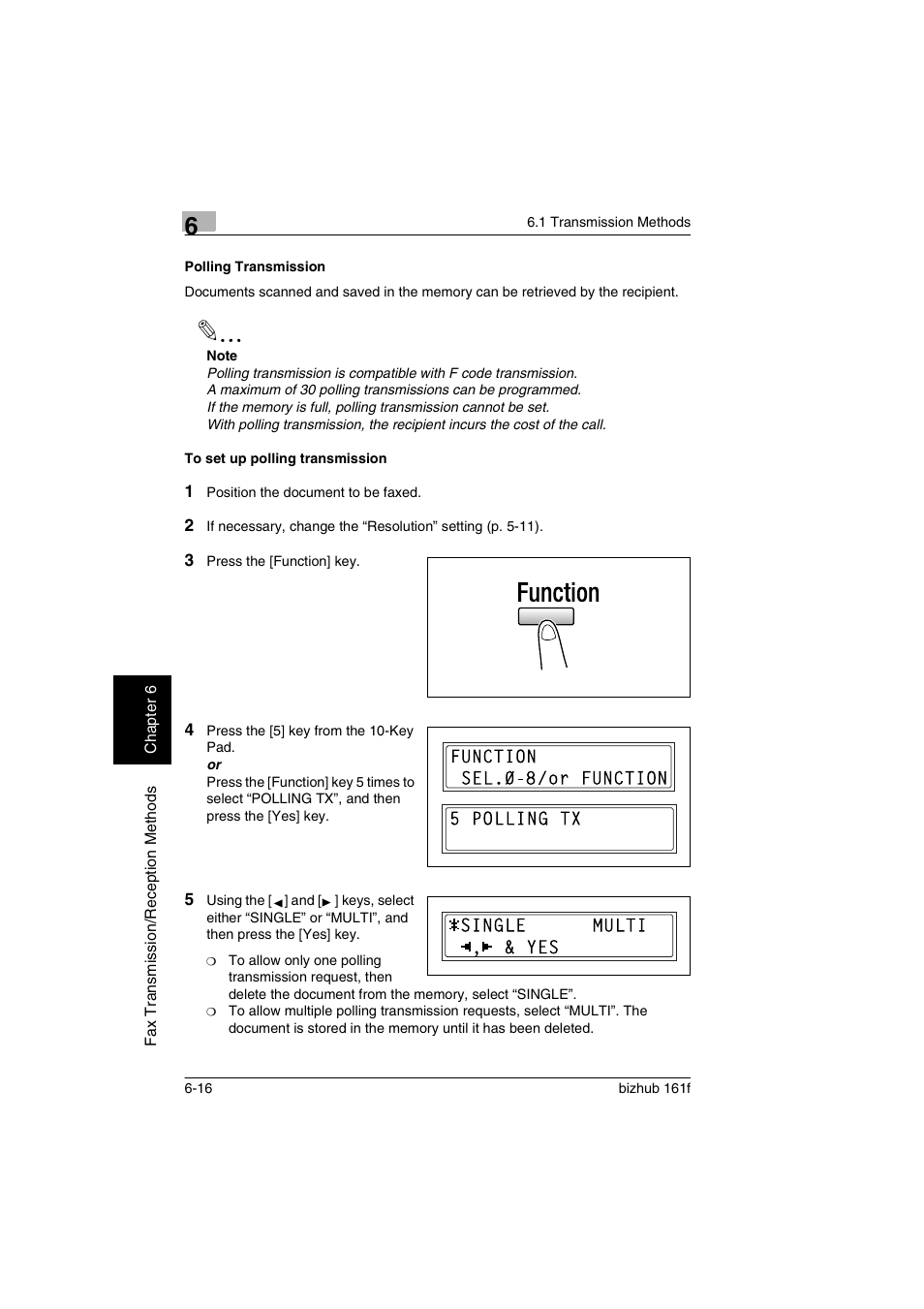 Polling transmission, To set up polling transmission | Konica Minolta bizhub 161f User Manual | Page 135 / 284