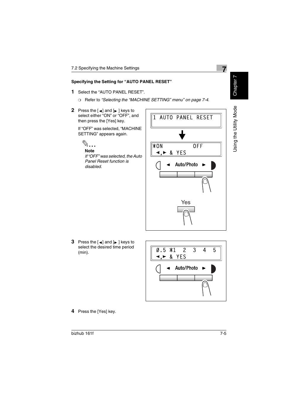 Specifying the setting for “auto panel reset, Specifying the setting for “auto panel reset” -5 | Konica Minolta bizhub 161f User Manual | Page 152 / 284