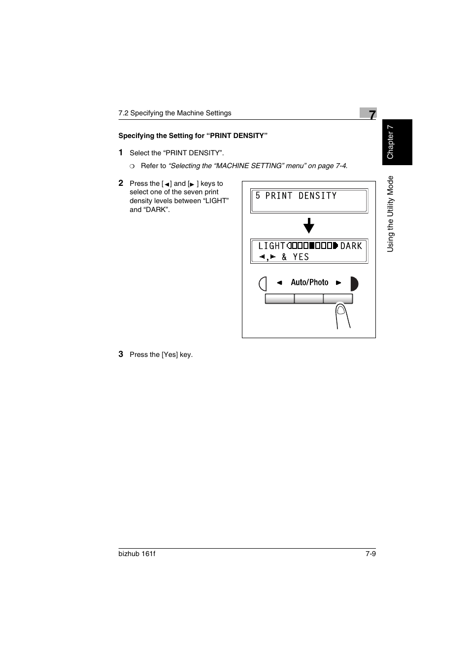 Specifying the setting for “print density, Specifying the setting for “print density” -9 | Konica Minolta bizhub 161f User Manual | Page 156 / 284