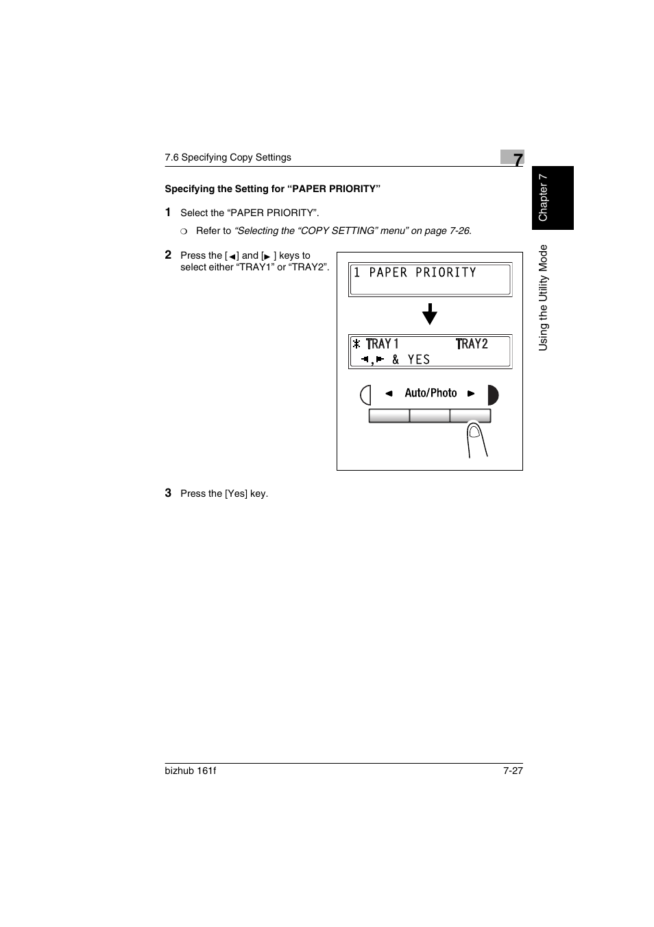 Specifying the setting for “paper priority, Specifying the setting for “paper priority” -27 | Konica Minolta bizhub 161f User Manual | Page 174 / 284