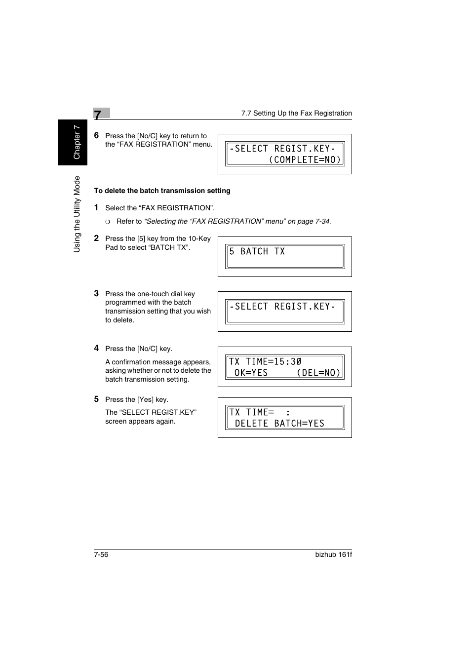 To delete the batch transmission setting, To delete the batch transmission setting -56 | Konica Minolta bizhub 161f User Manual | Page 203 / 284