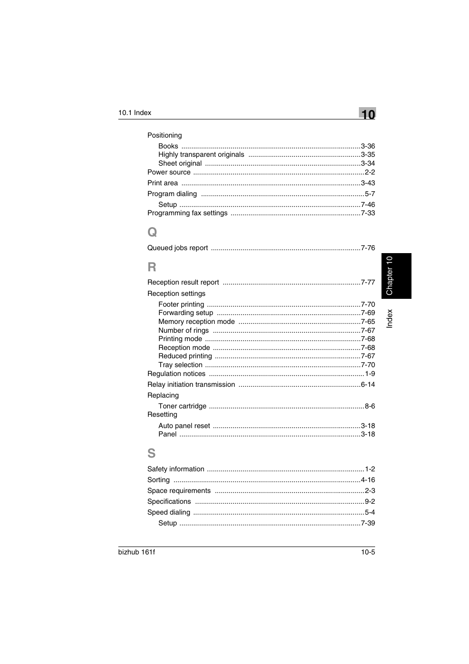 Q to s | Konica Minolta bizhub 161f User Manual | Page 282 / 284