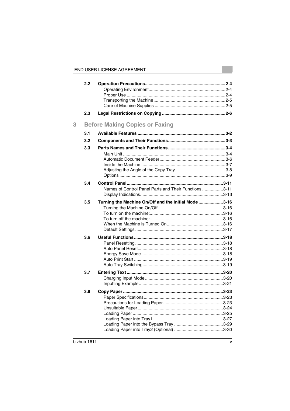 3before making copies or faxing | Konica Minolta bizhub 161f User Manual | Page 6 / 284