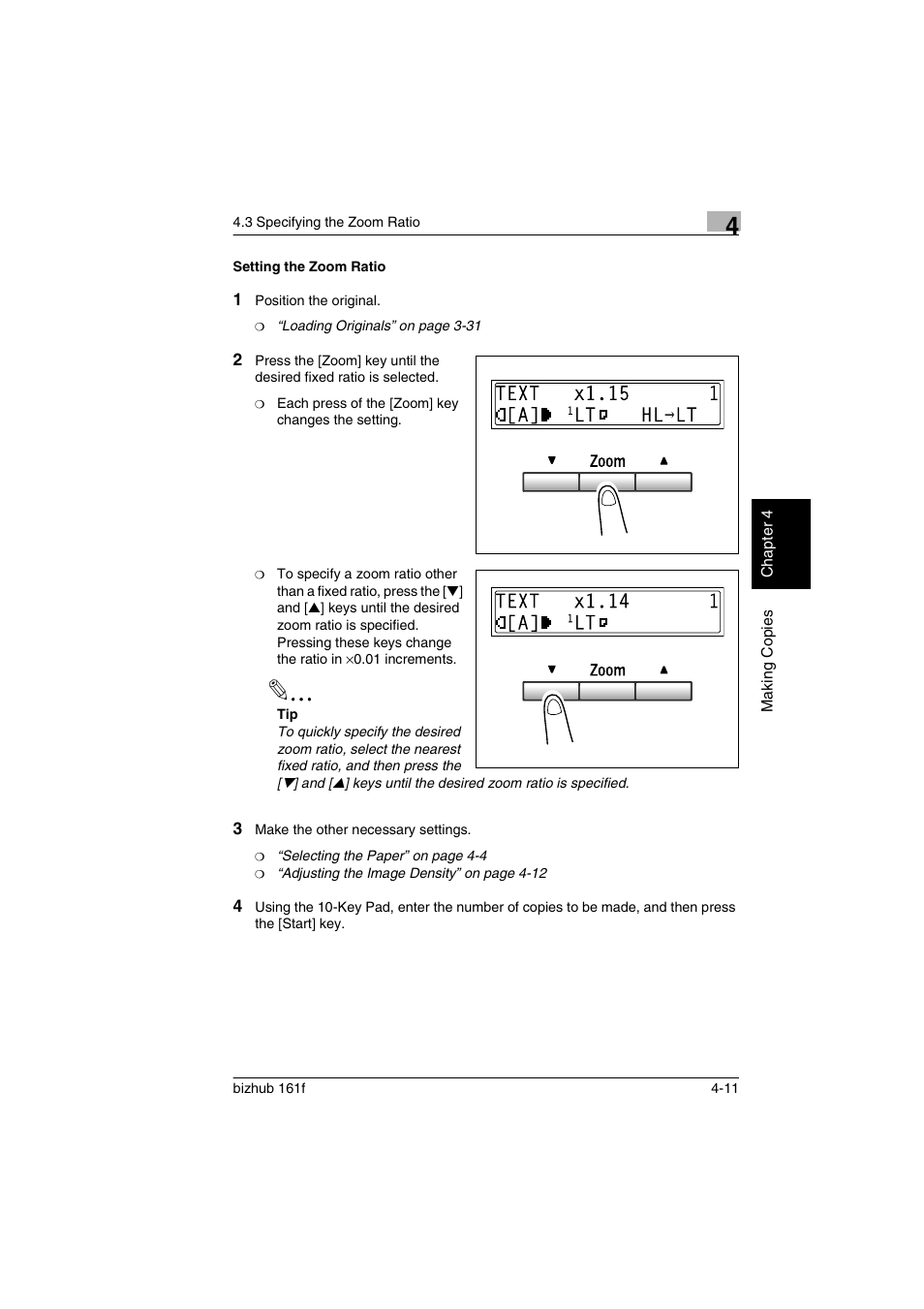 Setting the zoom ratio, Setting the zoom ratio -11 | Konica Minolta bizhub 161f User Manual | Page 98 / 284