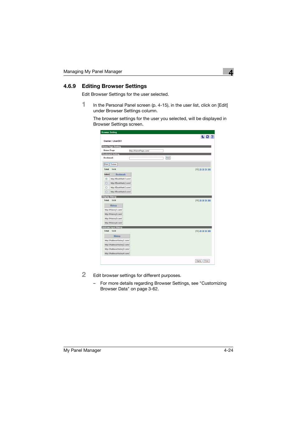 9 editing browser settings, Editing browser settings -24 | Konica Minolta PageScope Enterprise Suite User Manual | Page 101 / 132