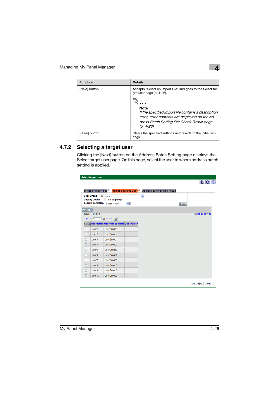 2 selecting a target user, Selecting a target user -26 | Konica Minolta PageScope Enterprise Suite User Manual | Page 103 / 132