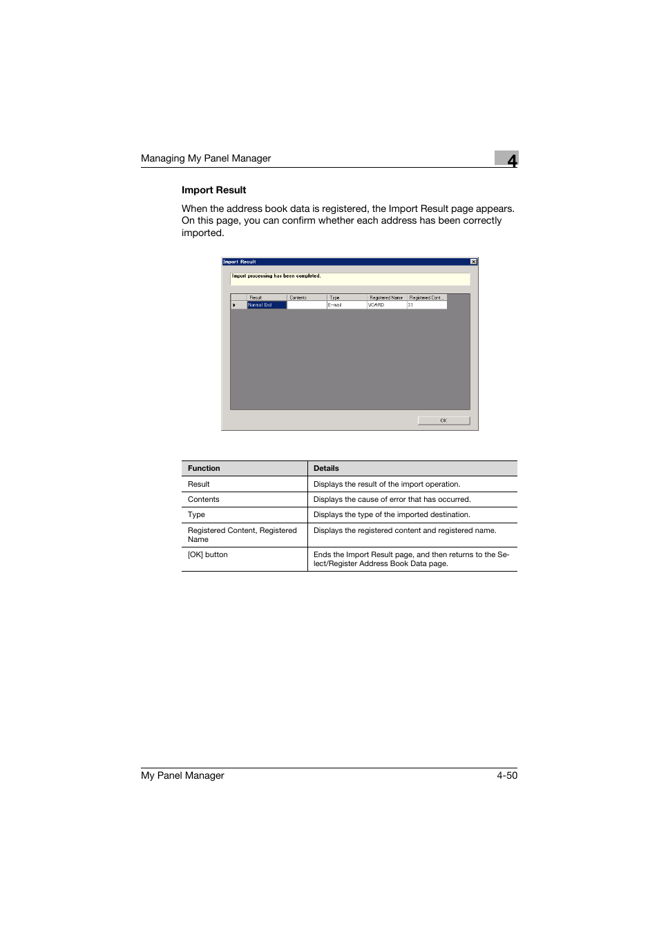 Import result, Import result -50 | Konica Minolta PageScope Enterprise Suite User Manual | Page 127 / 132