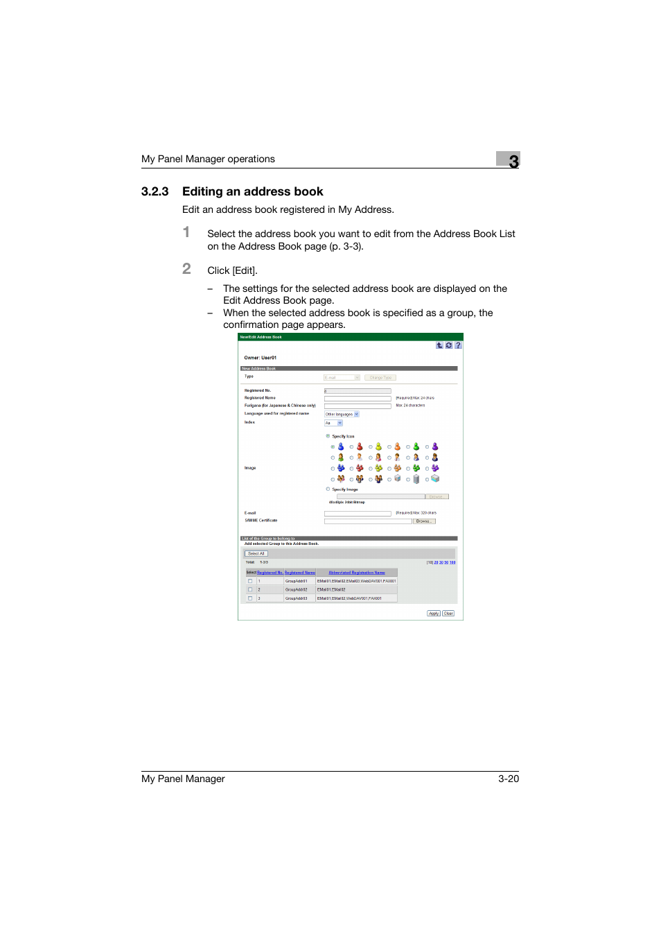 3 editing an address book, Editing an address book -20 | Konica Minolta PageScope Enterprise Suite User Manual | Page 34 / 132