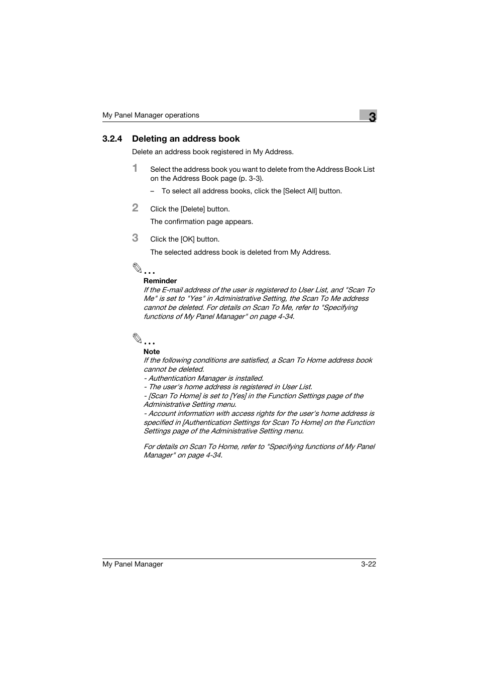 4 deleting an address book, Deleting an address book -22 | Konica Minolta PageScope Enterprise Suite User Manual | Page 36 / 132