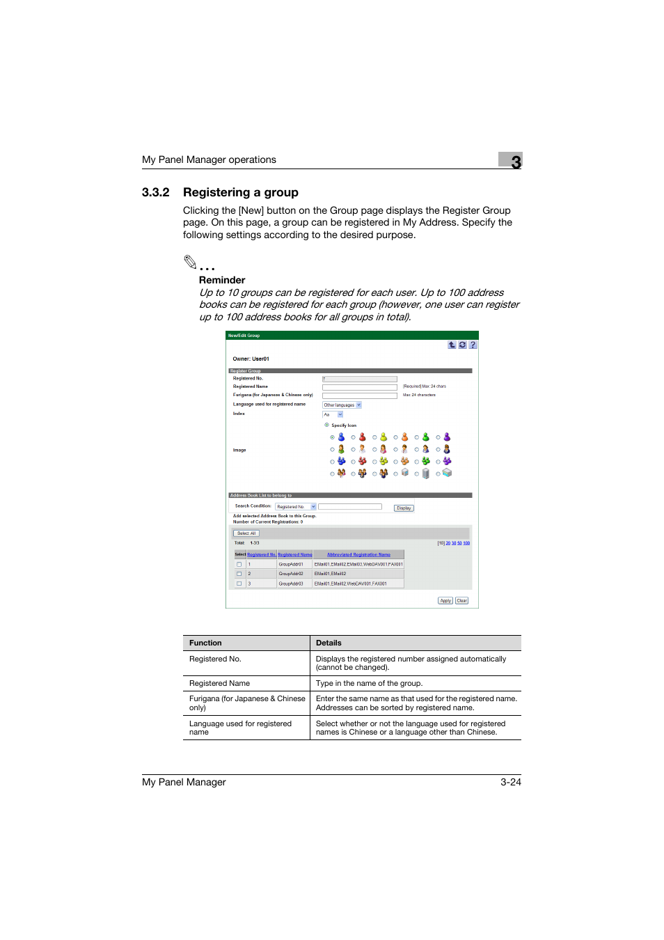 2 registering a group, Registering a group -24 | Konica Minolta PageScope Enterprise Suite User Manual | Page 38 / 132