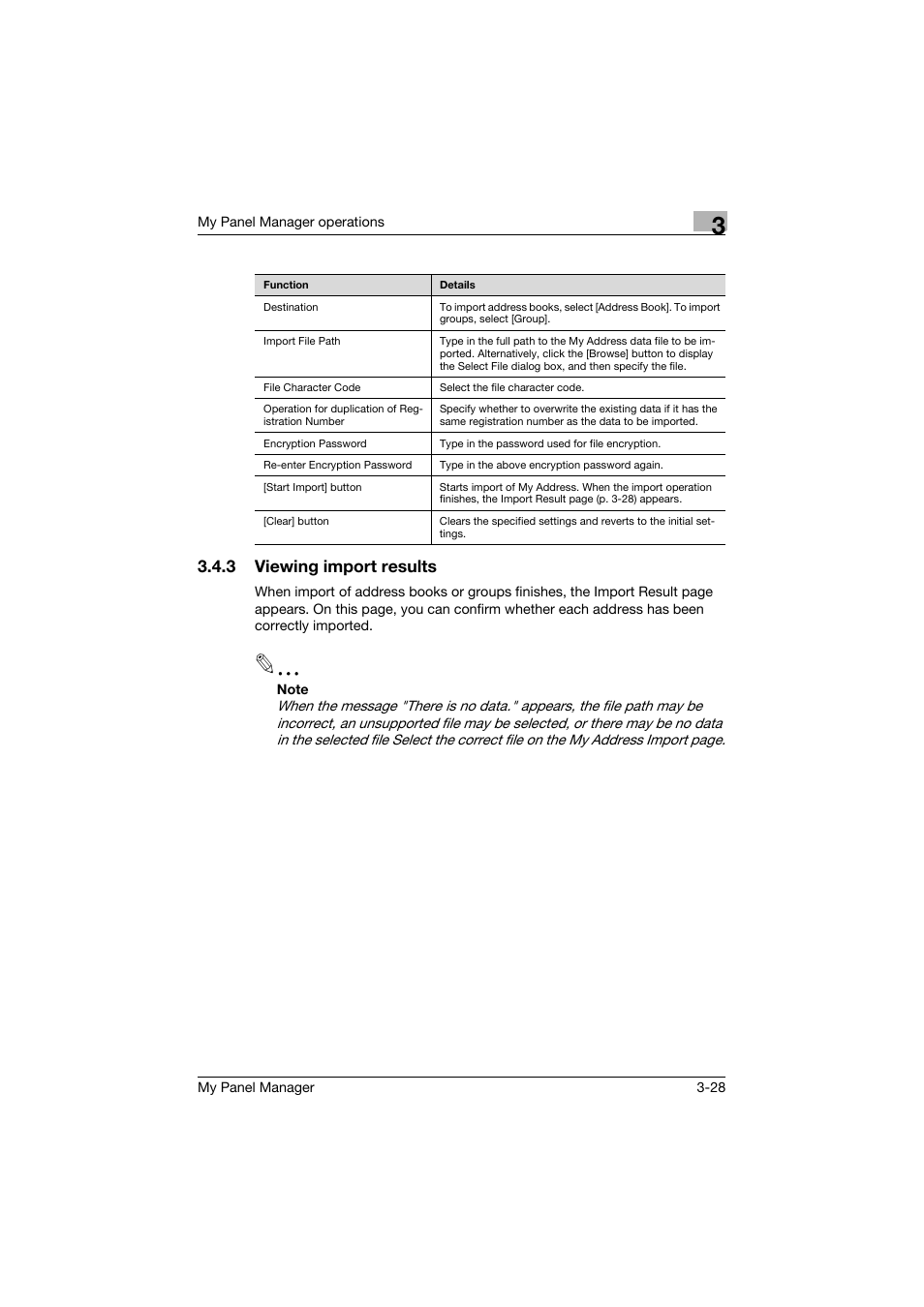 3 viewing import results, Viewing import results -28 | Konica Minolta PageScope Enterprise Suite User Manual | Page 42 / 132