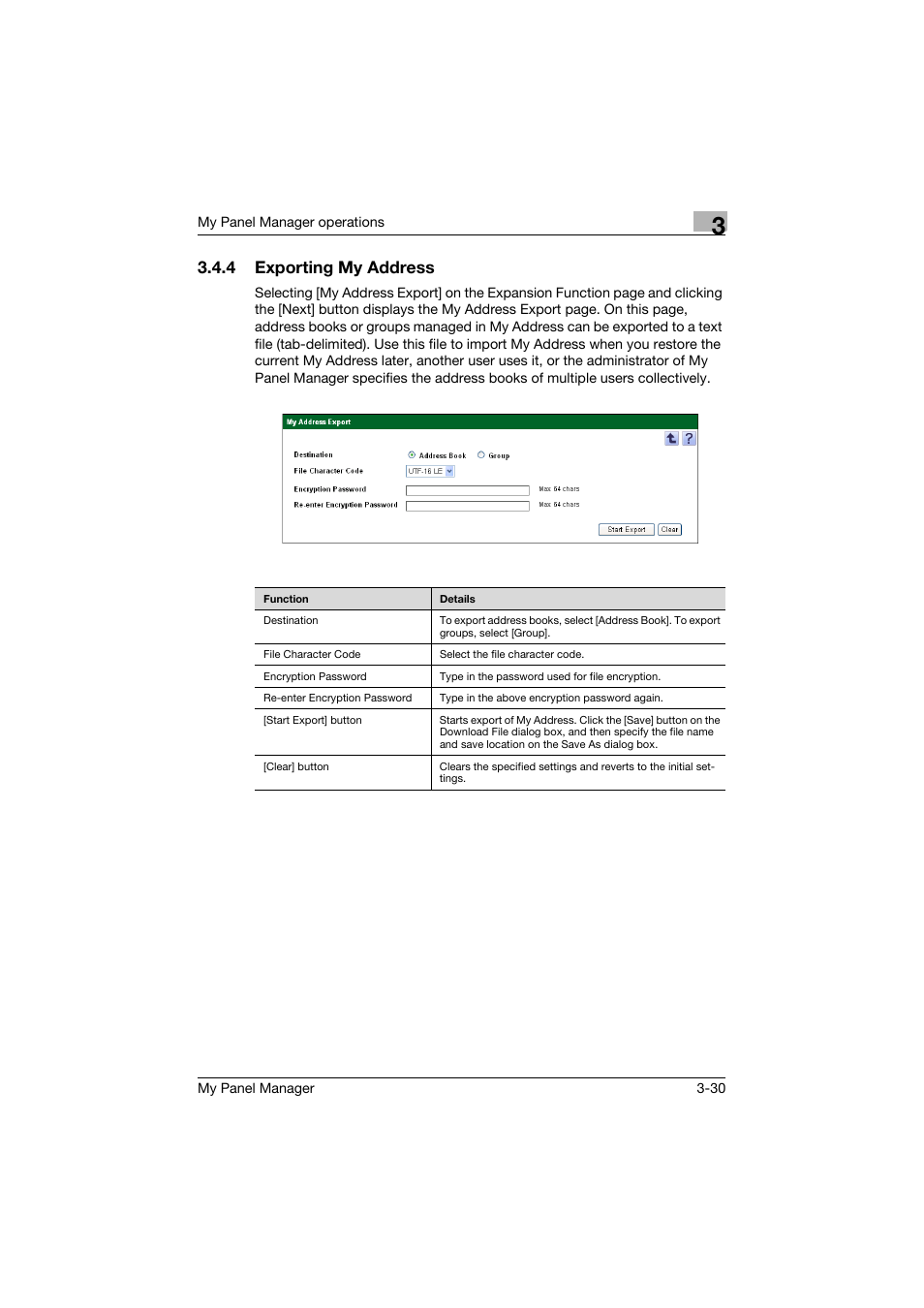 4 exporting my address, Exporting my address -30 | Konica Minolta PageScope Enterprise Suite User Manual | Page 44 / 132