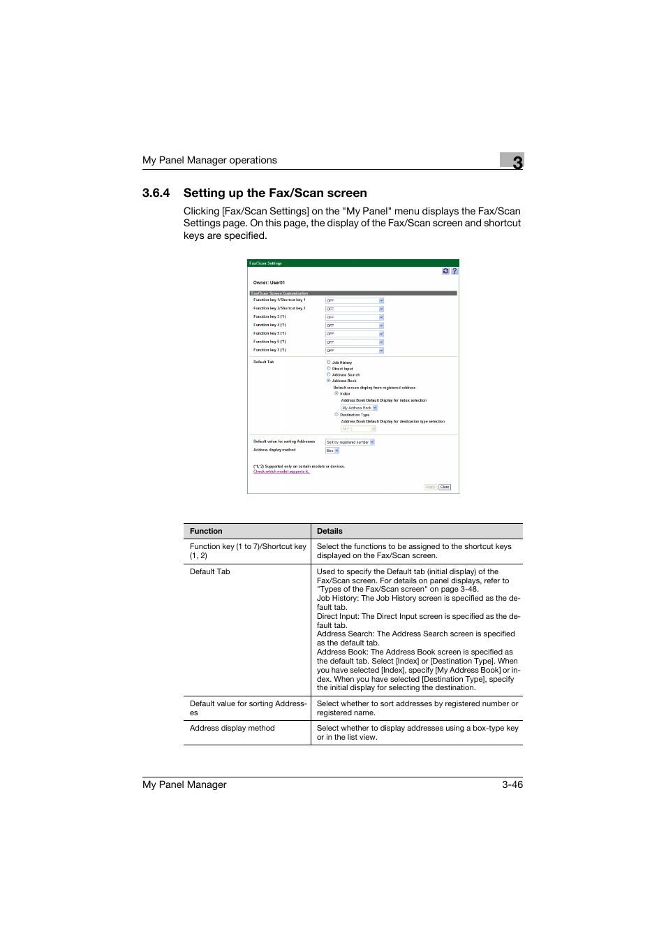 4 setting up the fax/scan screen, Setting up the fax/scan screen -46 | Konica Minolta PageScope Enterprise Suite User Manual | Page 60 / 132