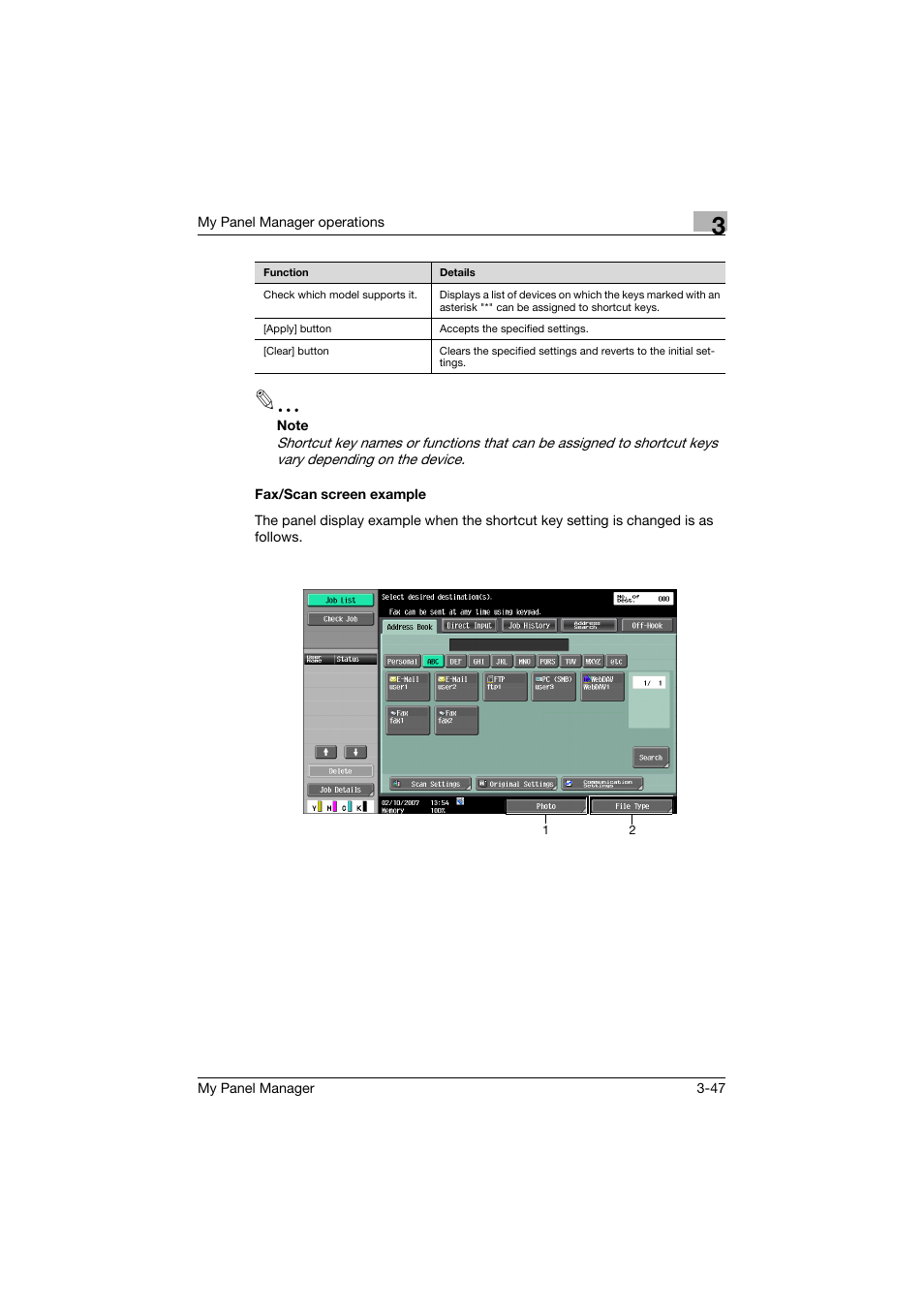 Fax/scan screen example, Fax/scan screen example -47 | Konica Minolta PageScope Enterprise Suite User Manual | Page 61 / 132