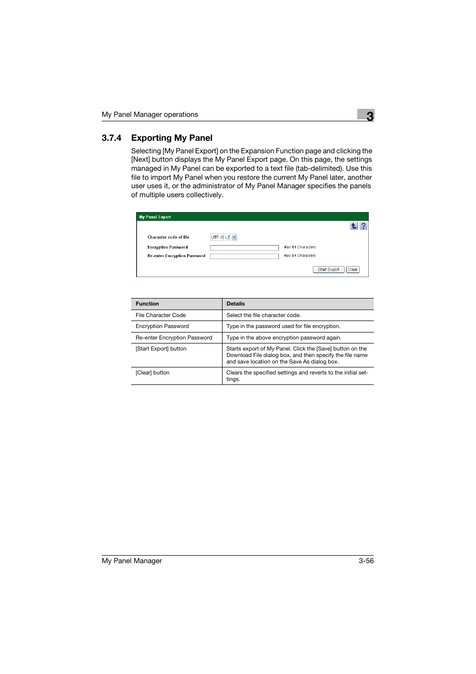 4 exporting my panel, Exporting my panel -56 | Konica Minolta PageScope Enterprise Suite User Manual | Page 70 / 132