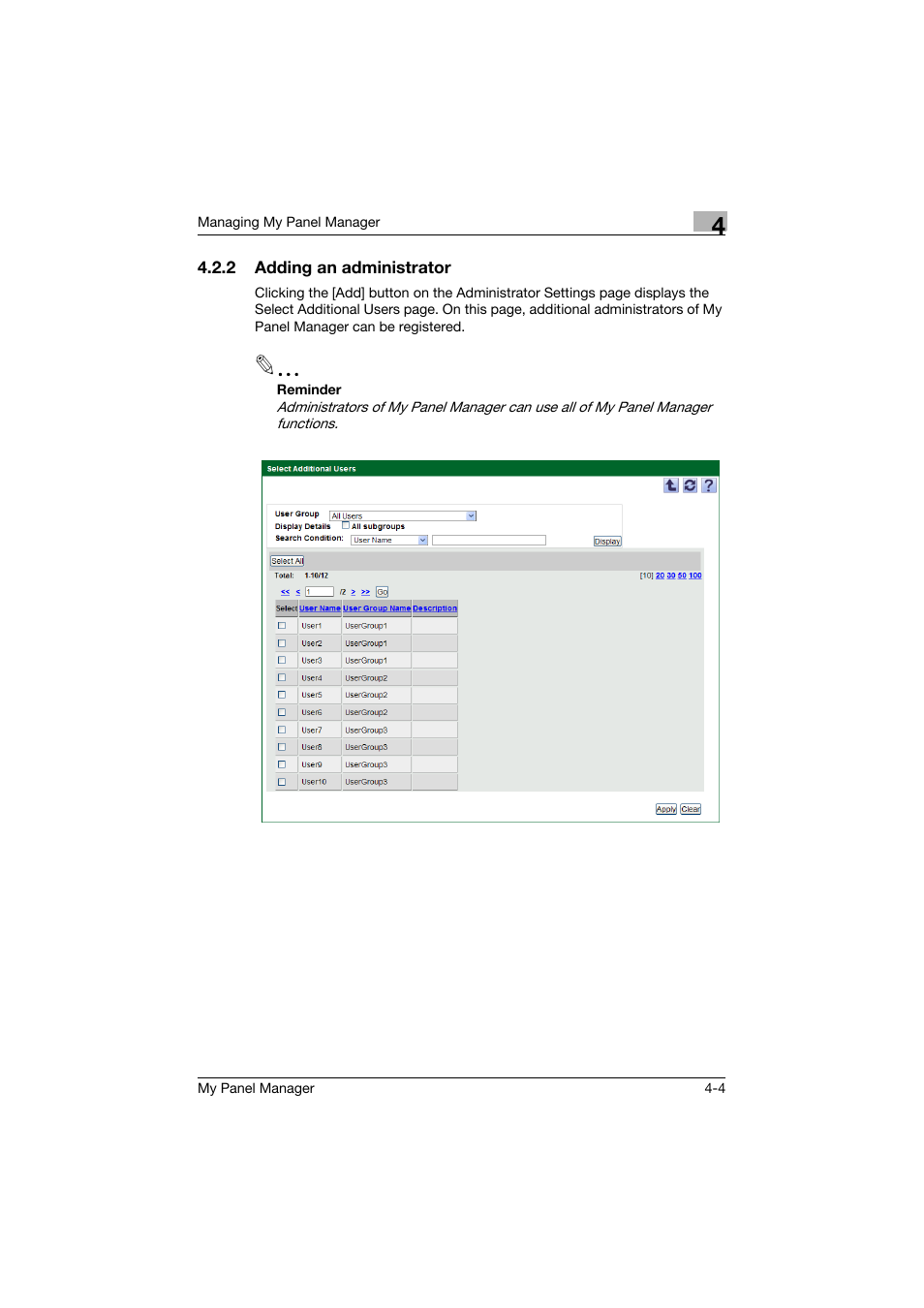 2 adding an administrator, Adding an administrator -4 | Konica Minolta PageScope Enterprise Suite User Manual | Page 81 / 132