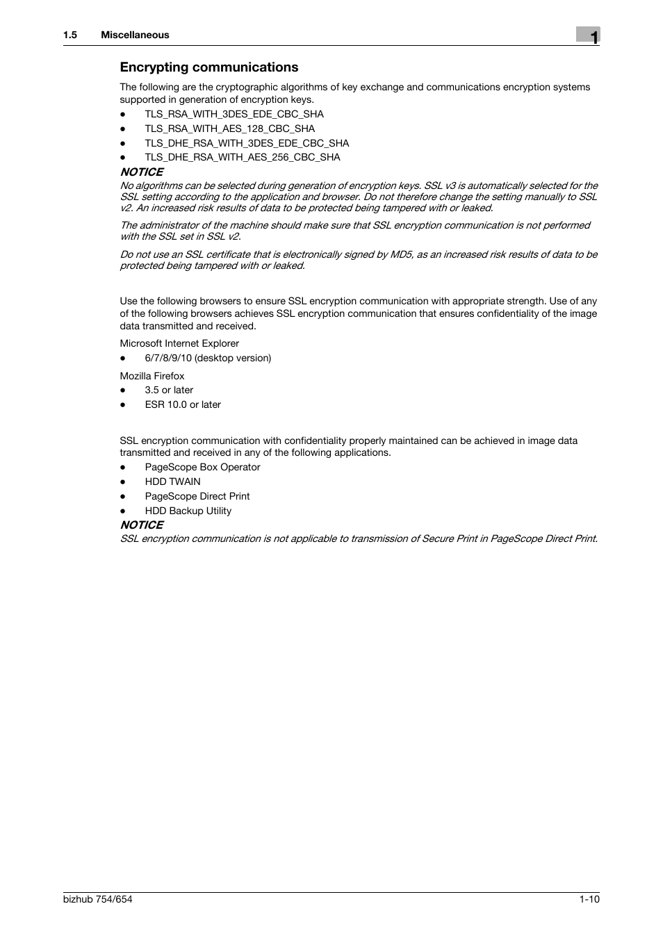 Encrypting communications, Encrypting communications -10 | Konica Minolta bizhub 754 User Manual | Page 14 / 195