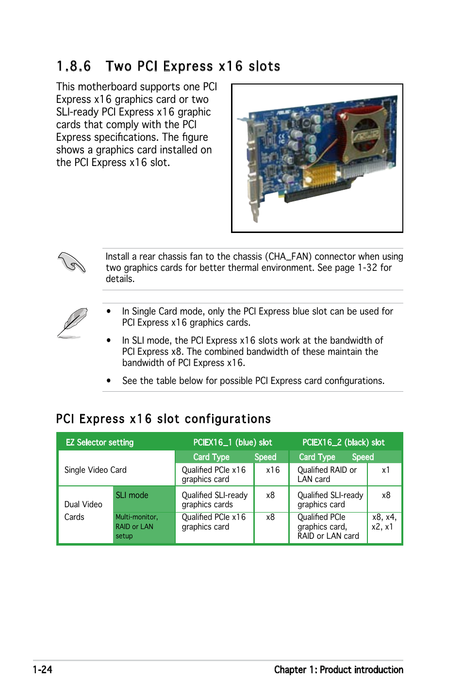6 two pci express x16 slots, Pci express x16 slot configurations | Asus E2234 User Manual | Page 38 / 124