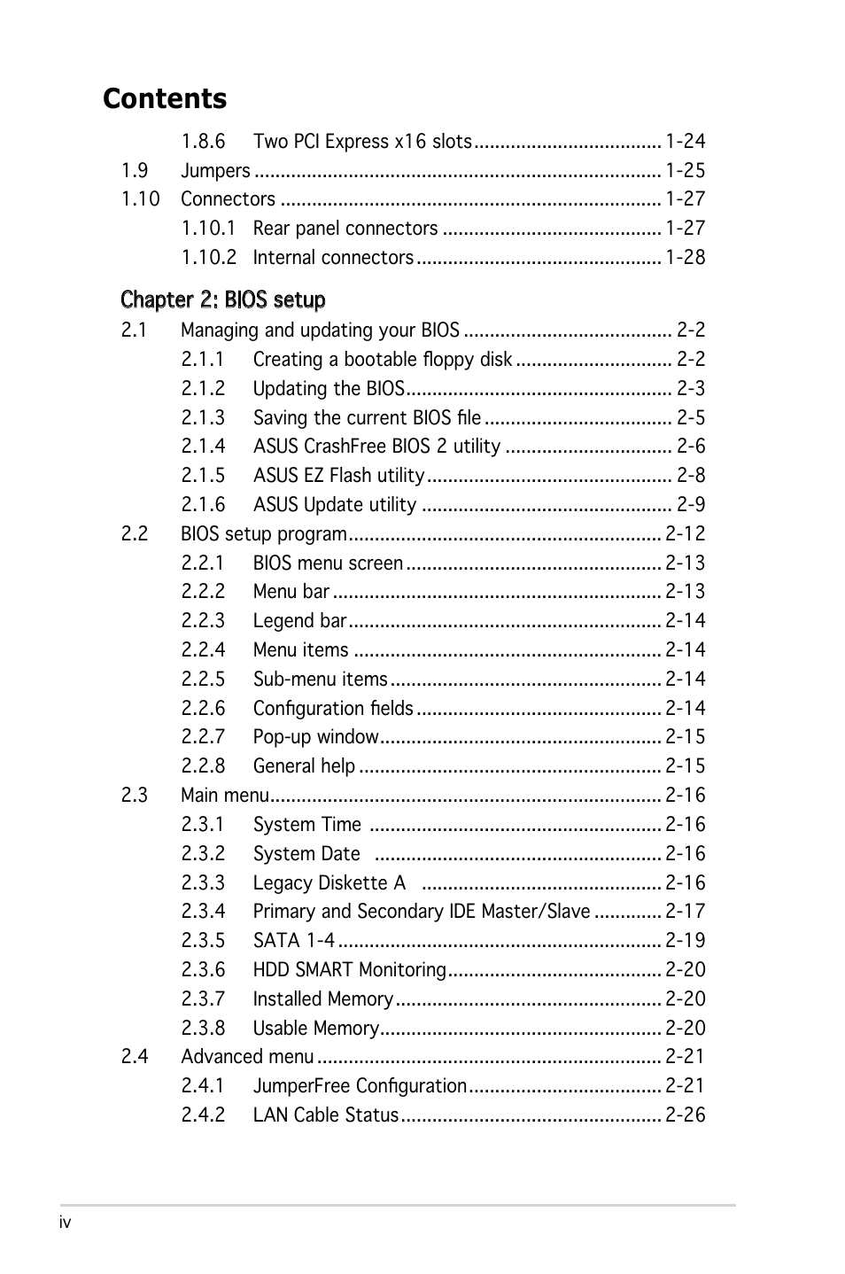 Asus E2234 User Manual | Page 4 / 124