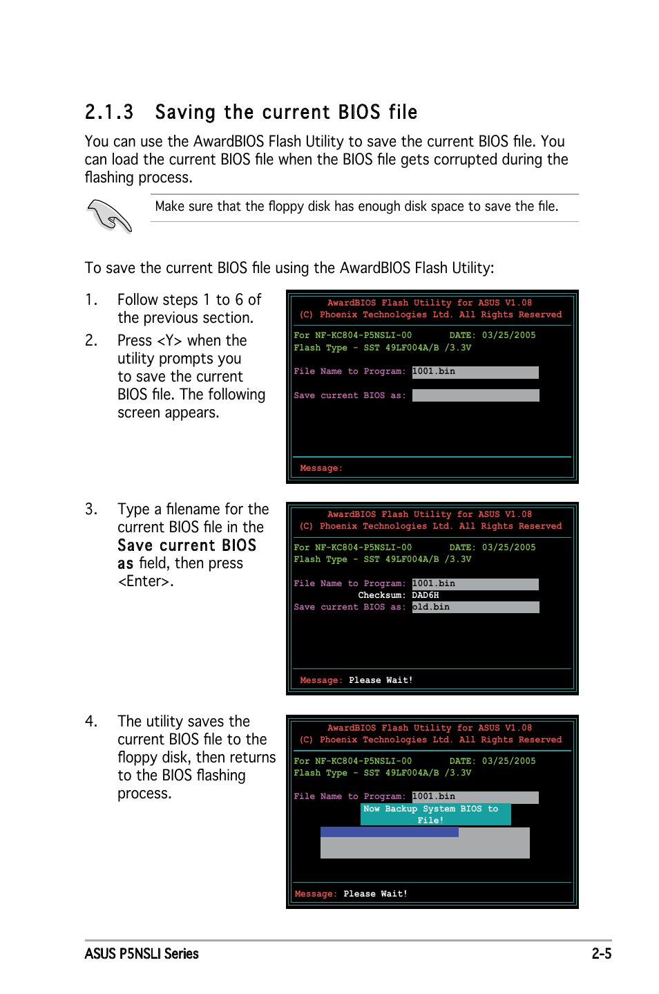 3 saving the current bios file | Asus E2234 User Manual | Page 55 / 124