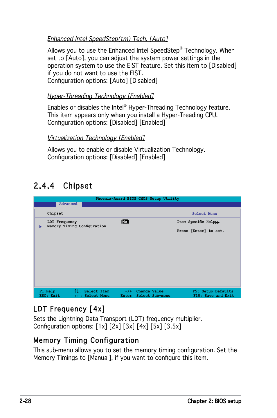 4 chipset, Ldt frequency [4x | Asus E2234 User Manual | Page 78 / 124