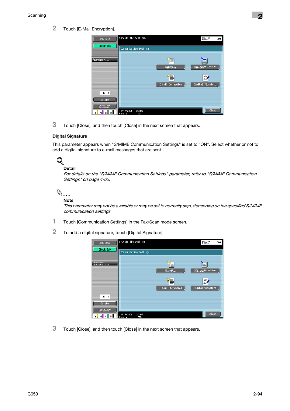 Digital signature, Digital signature -94, P. 2-94 | Konica Minolta bizhub C650 User Manual | Page 121 / 304