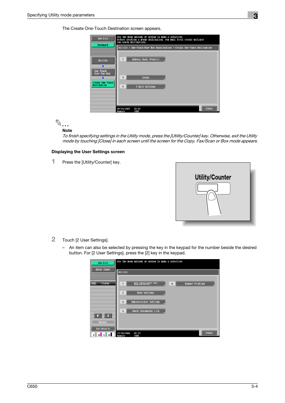 Displaying the user settings screen, Displaying the user settings screen -4 | Konica Minolta bizhub C650 User Manual | Page 125 / 304