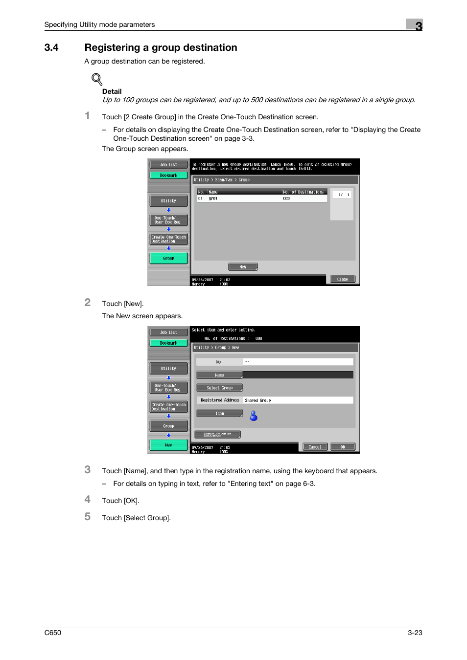 4 registering a group destination, Registering a group destination -23 | Konica Minolta bizhub C650 User Manual | Page 144 / 304