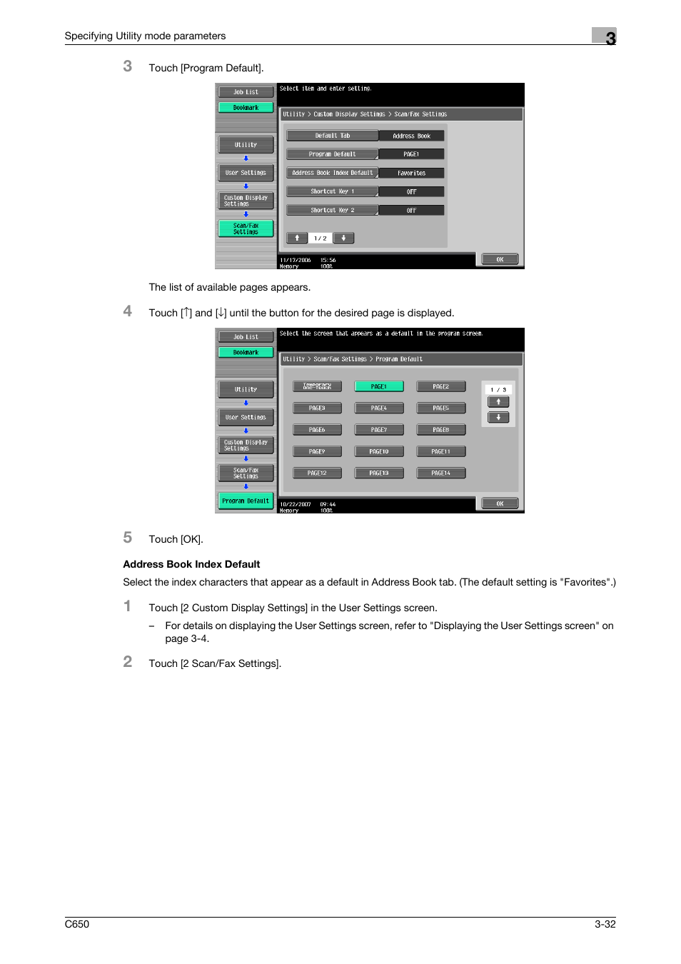 Address book index default, Address book index default -32 | Konica Minolta bizhub C650 User Manual | Page 153 / 304