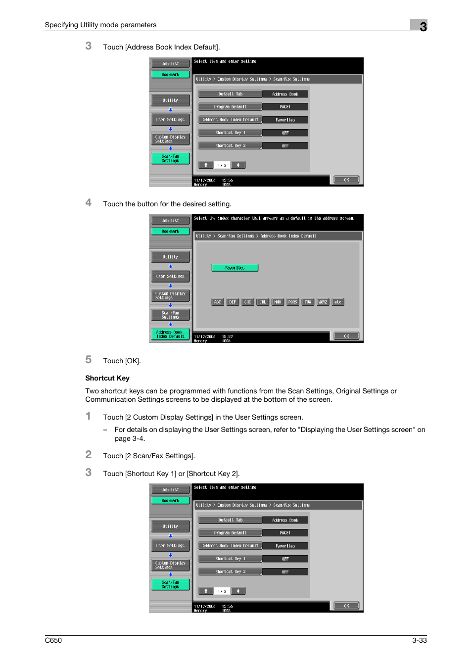 Shortcut key, Shortcut key -33 | Konica Minolta bizhub C650 User Manual | Page 154 / 304