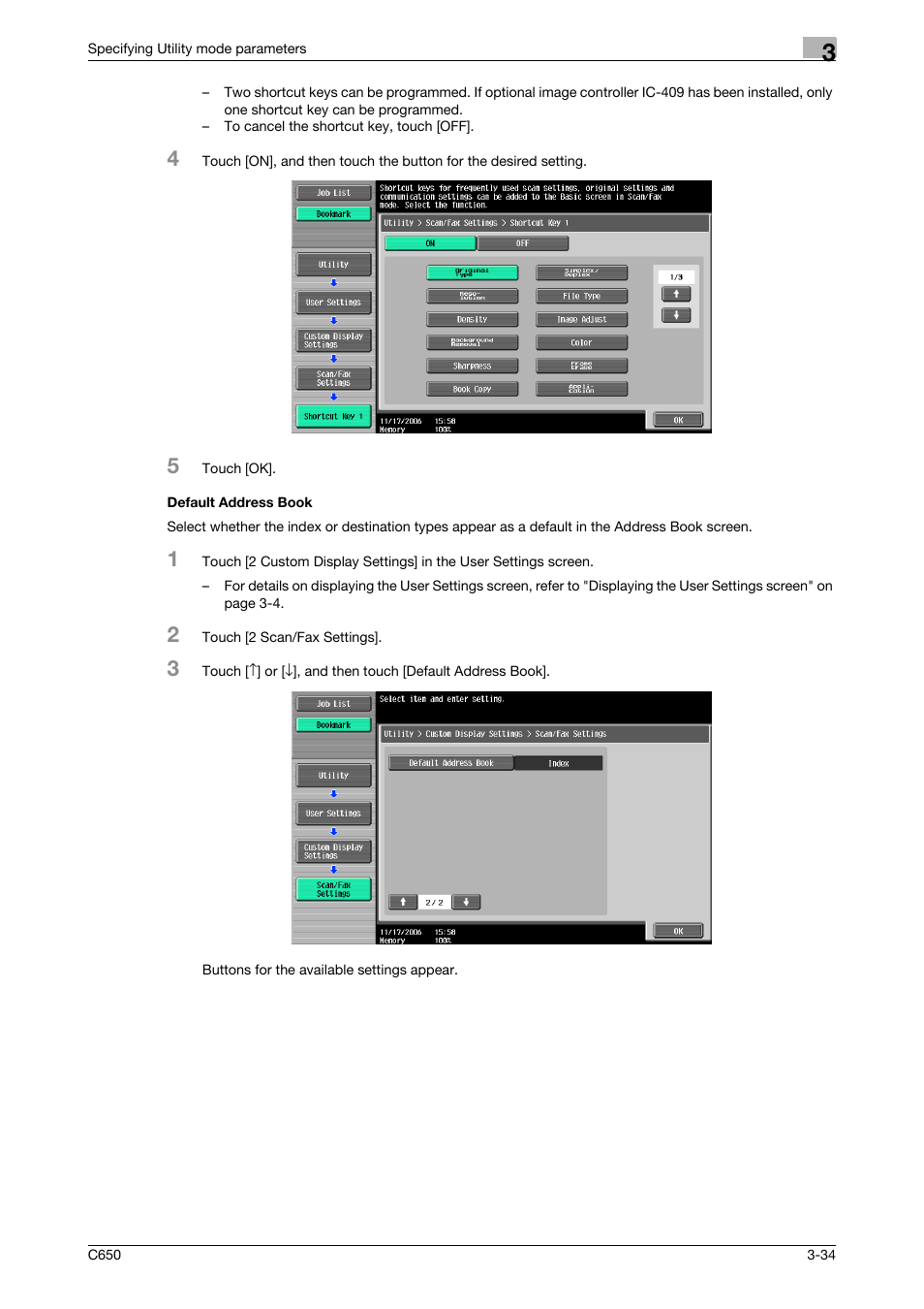 Default address book, Default address book -34 | Konica Minolta bizhub C650 User Manual | Page 155 / 304