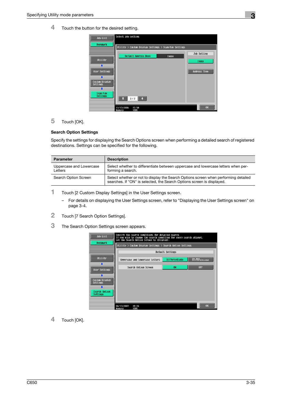 Search option settings, Search option settings -35 | Konica Minolta bizhub C650 User Manual | Page 156 / 304