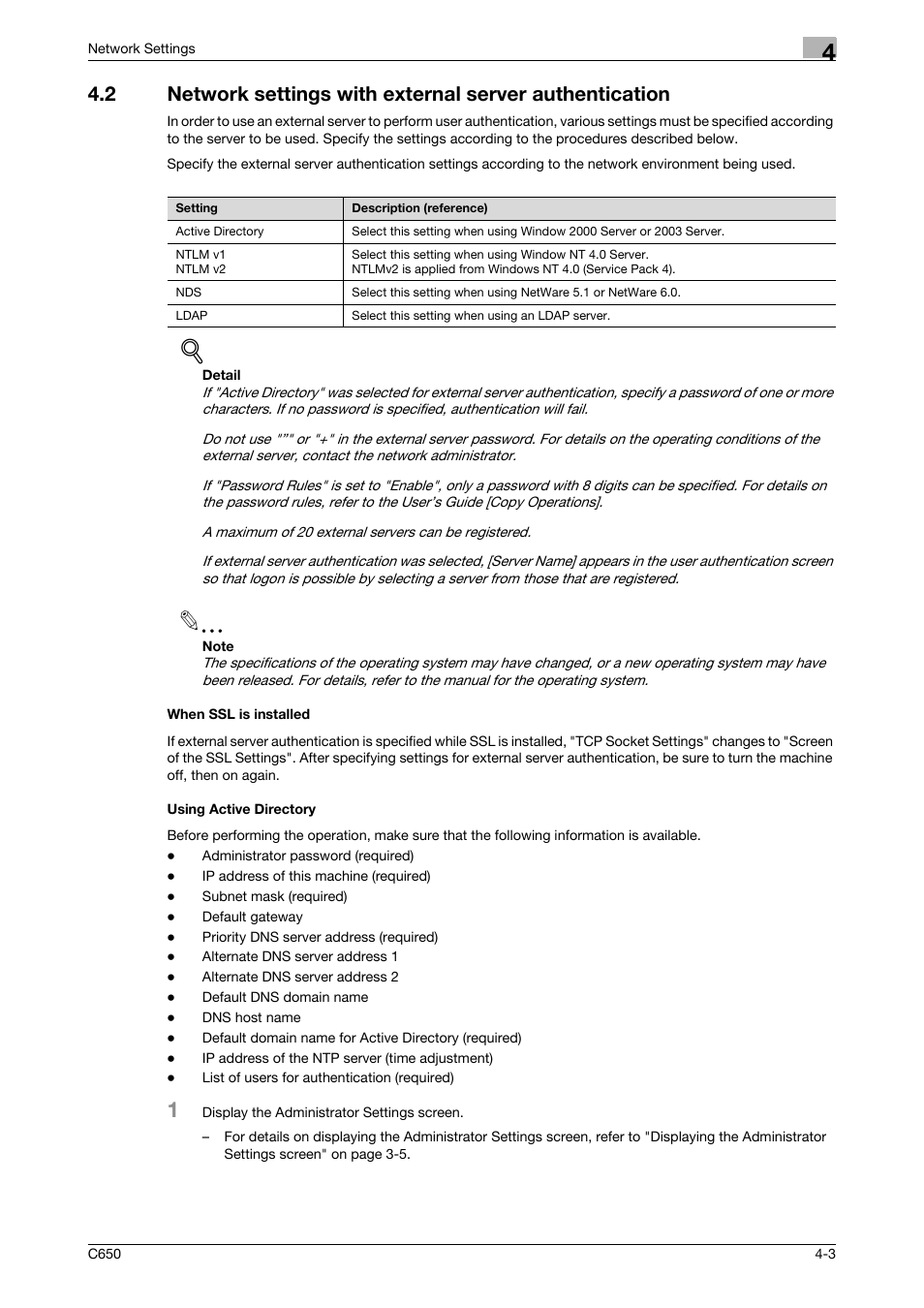 When ssl is installed, Using active directory | Konica Minolta bizhub C650 User Manual | Page 183 / 304