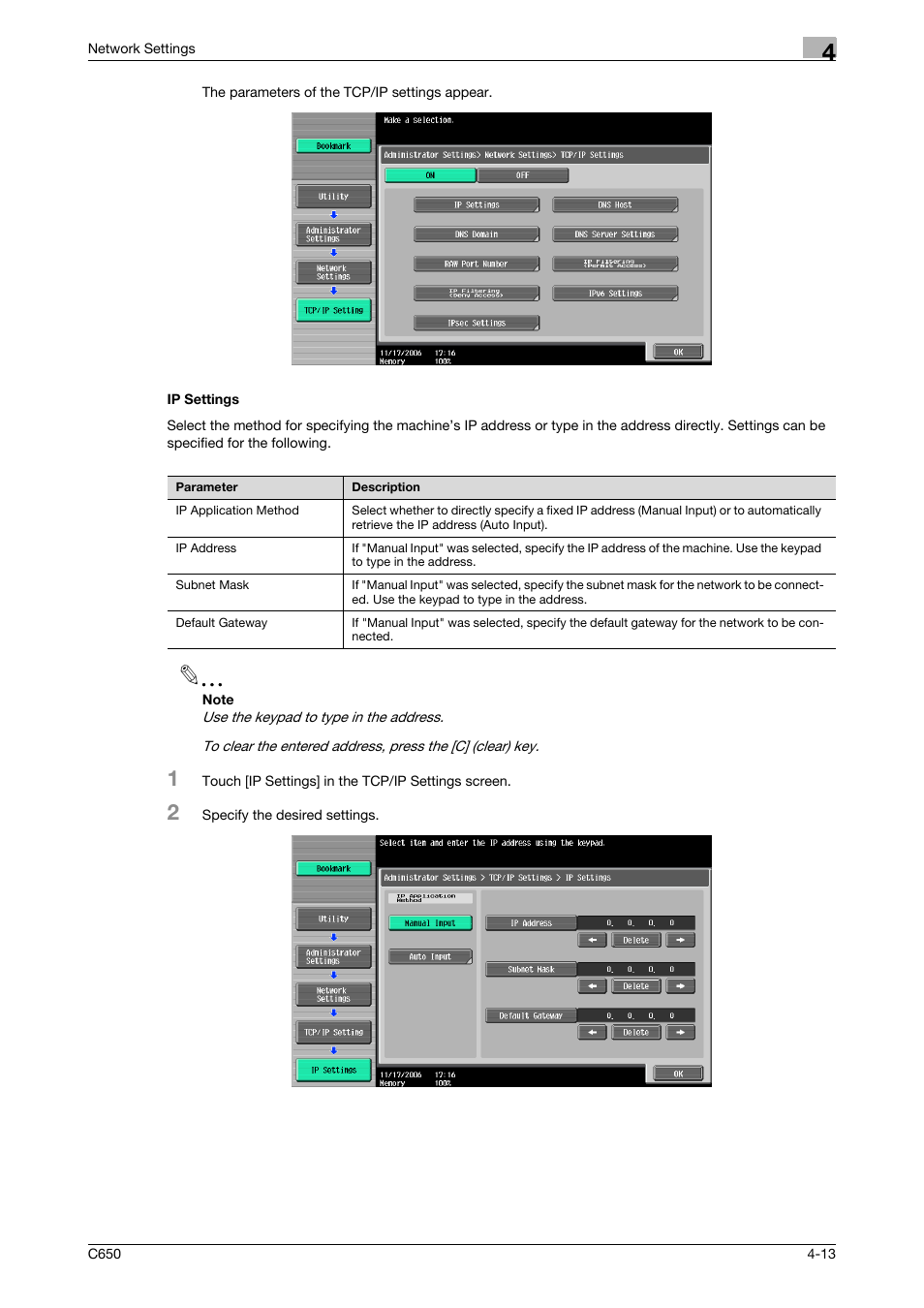 Ip settings, Ip settings -13 | Konica Minolta bizhub C650 User Manual | Page 193 / 304