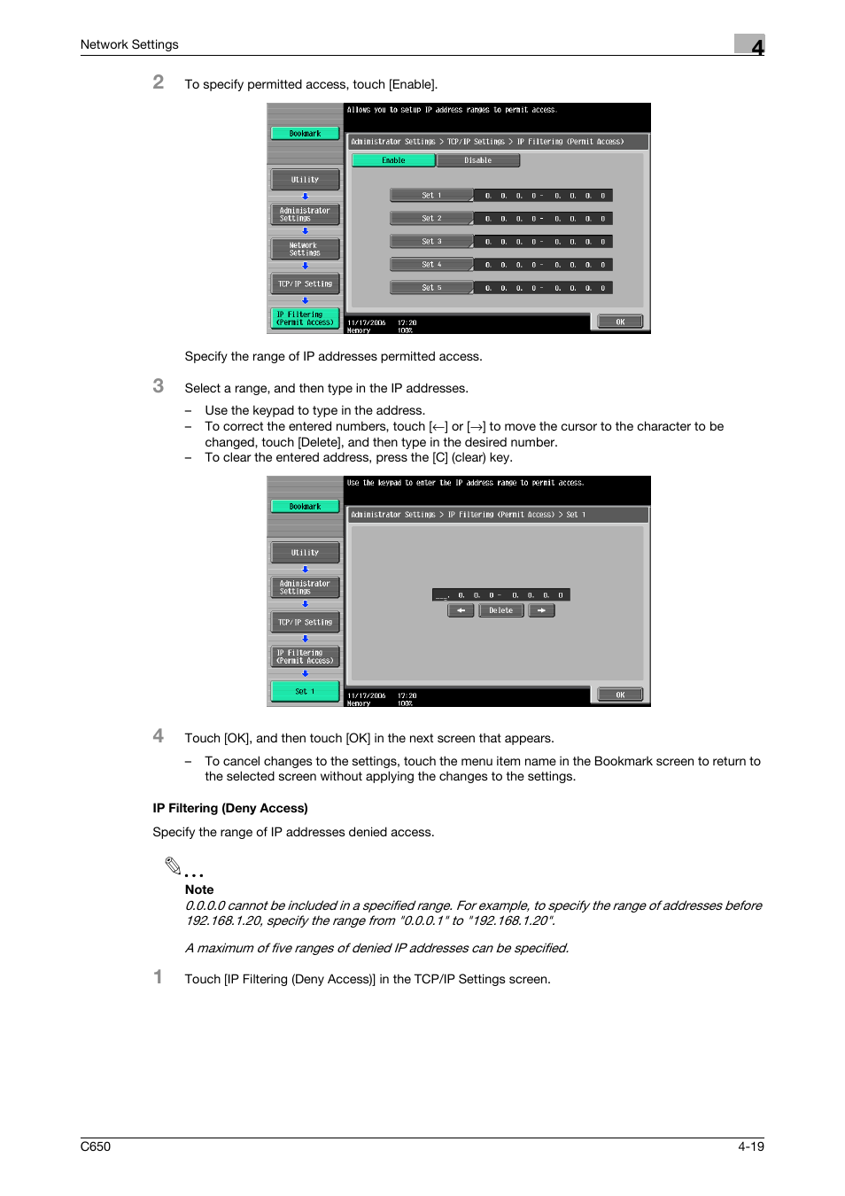 Ip filtering (deny access), Ip filtering (deny access) -19 | Konica Minolta bizhub C650 User Manual | Page 199 / 304