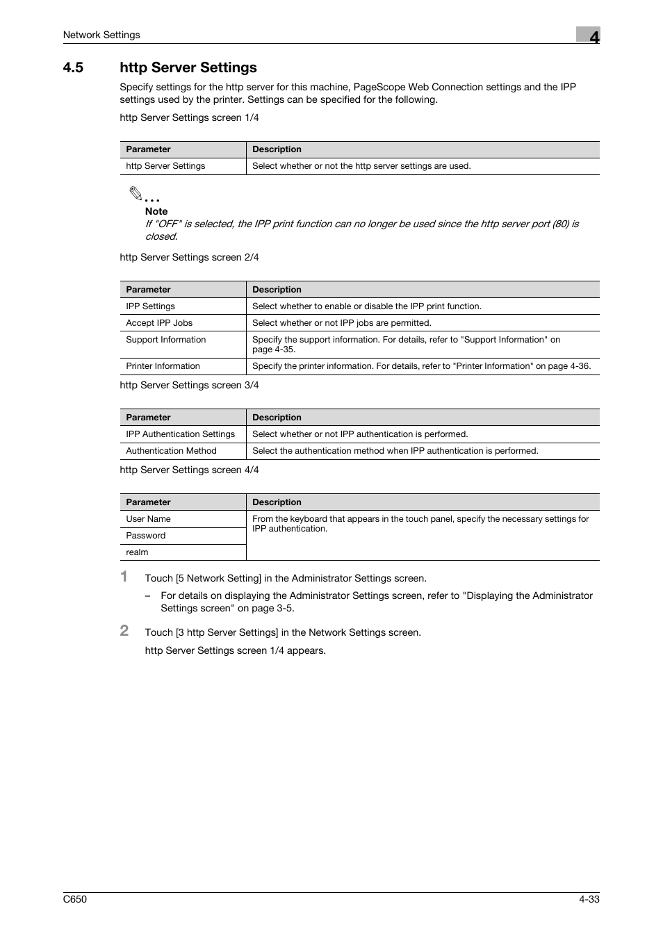 5 http server settings, Http server settings -33 | Konica Minolta bizhub C650 User Manual | Page 213 / 304