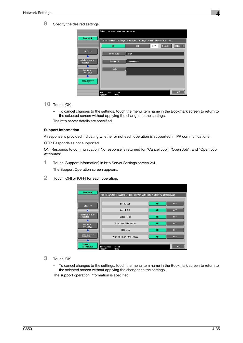 Support information, Support information -35 | Konica Minolta bizhub C650 User Manual | Page 215 / 304