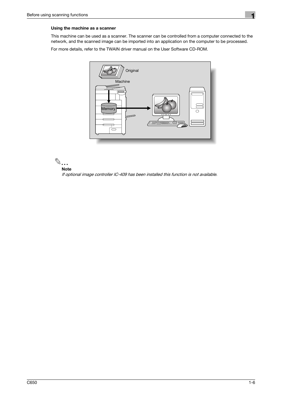 Using the machine as a scanner, Using the machine as a scanner -6 | Konica Minolta bizhub C650 User Manual | Page 22 / 304