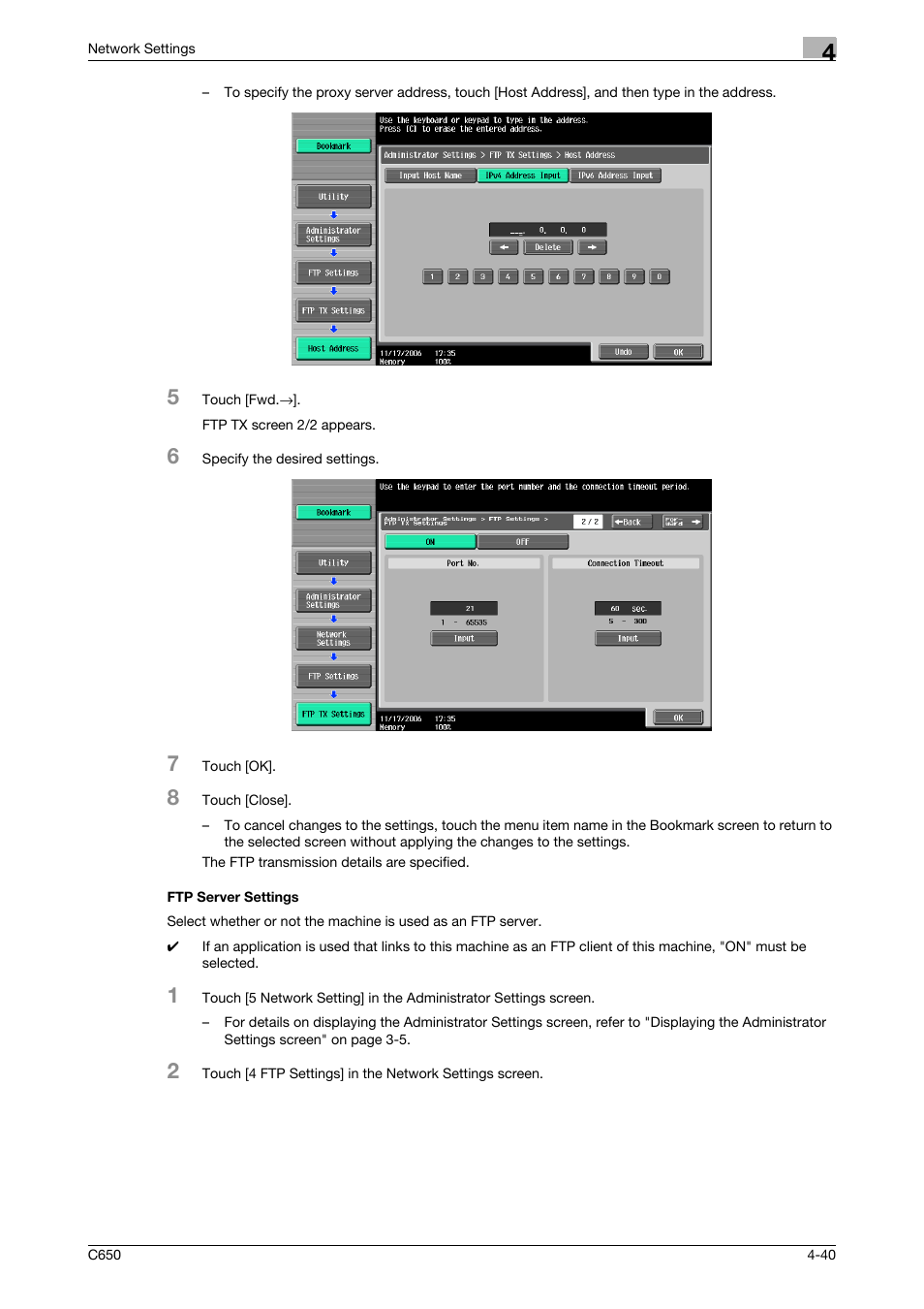 Ftp server settings, Ftp server settings -40 | Konica Minolta bizhub C650 User Manual | Page 220 / 304