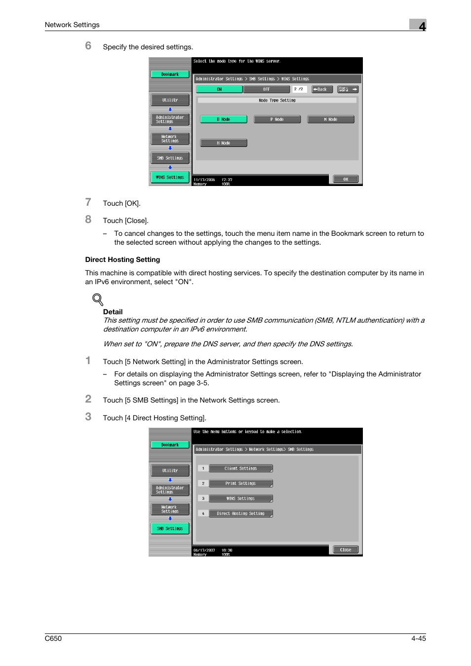 Direct hosting setting, Direct hosting setting -45 | Konica Minolta bizhub C650 User Manual | Page 225 / 304