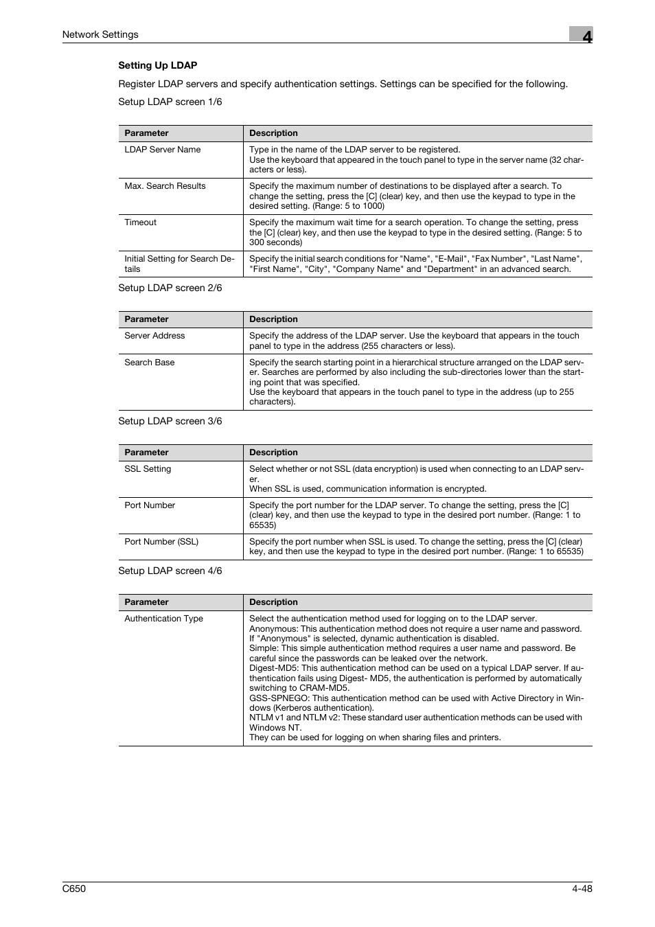 Setting up ldap, Setting up ldap -48 | Konica Minolta bizhub C650 User Manual | Page 228 / 304