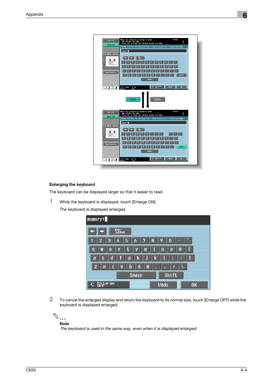 Enlarging the keyboard, Enlarging the keyboard -4 | Konica Minolta bizhub C650 User Manual | Page 294 / 304