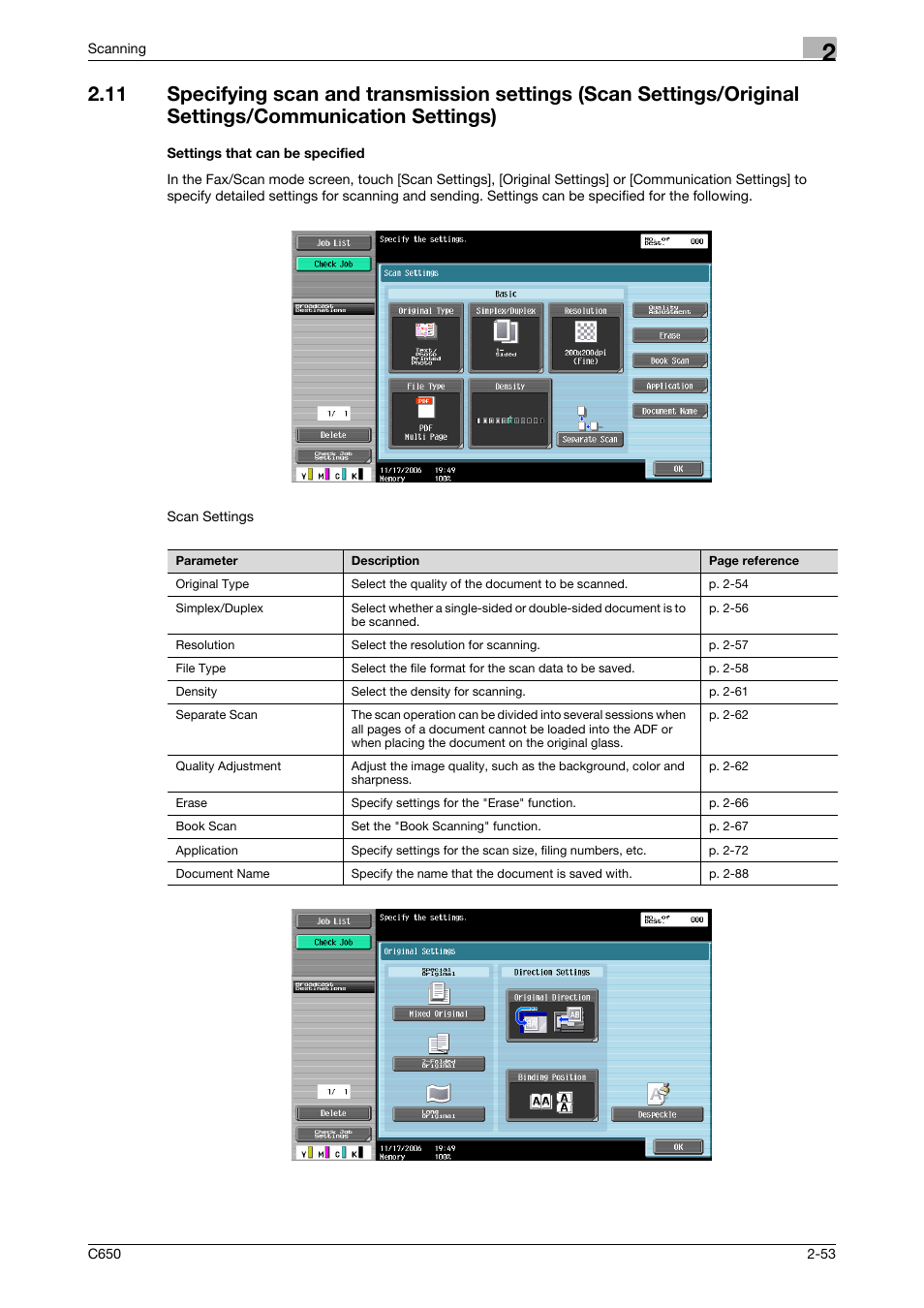 Settings that can be specified | Konica Minolta bizhub C650 User Manual | Page 80 / 304