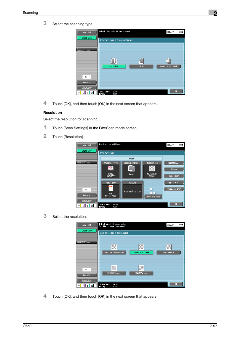 Resolution, Resolution -57, P. 2-57 | Konica Minolta bizhub C650 User Manual | Page 84 / 304