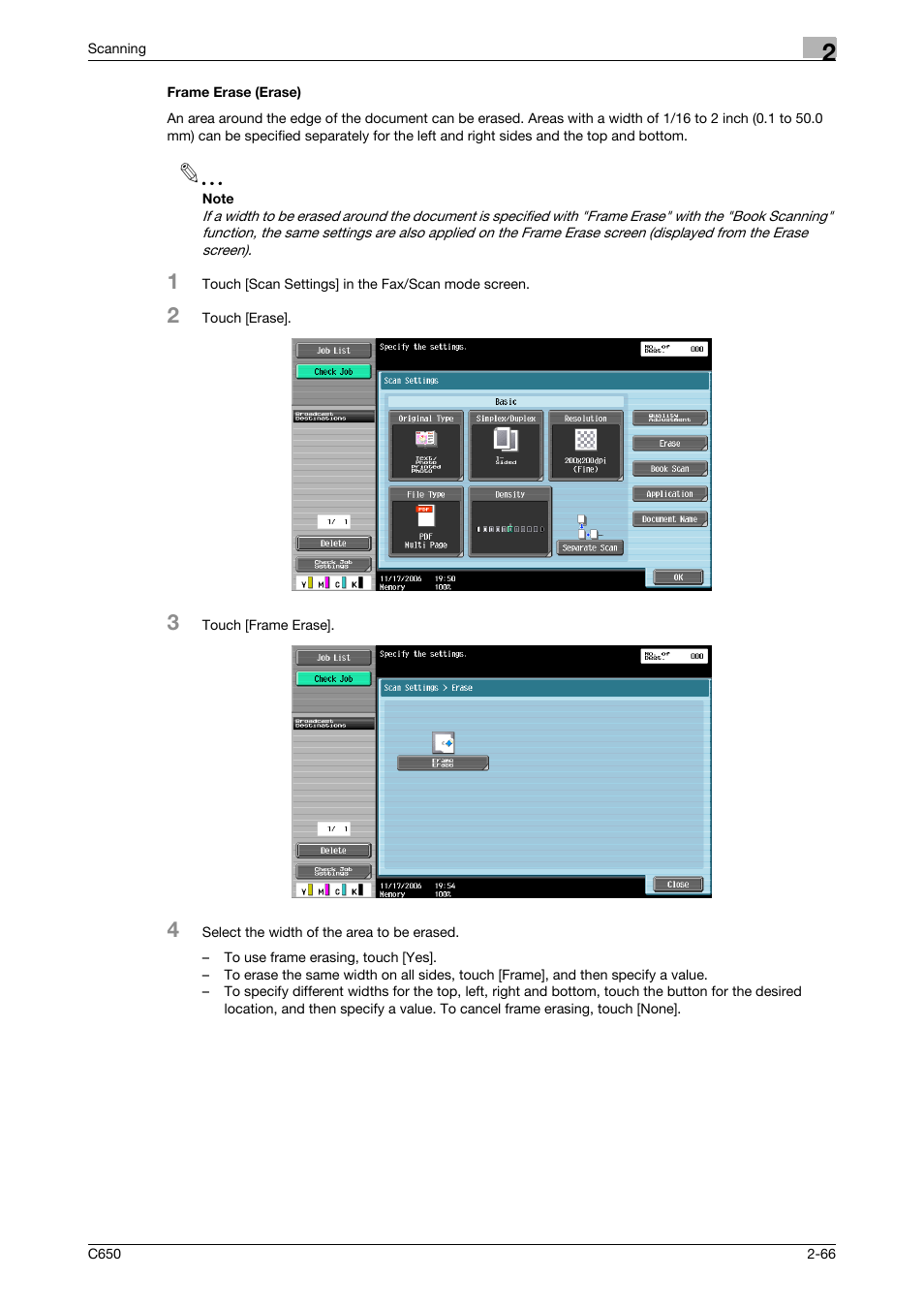 Frame erase (erase), Frame erase (erase) -66, P. 2-66 | Konica Minolta bizhub C650 User Manual | Page 93 / 304