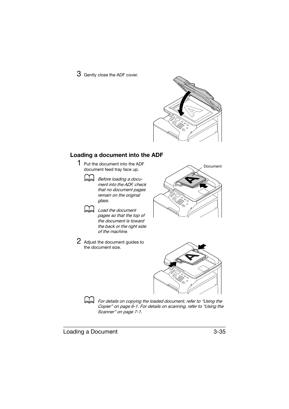Loading a document into the adf, Loading a document into the adf -35 | Konica Minolta bizhub C25 User Manual | Page 148 / 341